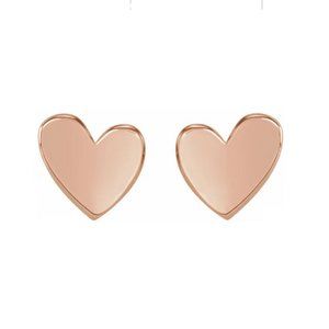 ❤️ 14k Rose 6 mm Asymmetrical Heart Earrings